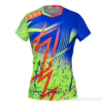 Mulheres sublimadas homens usam camisa de tênis de badminton